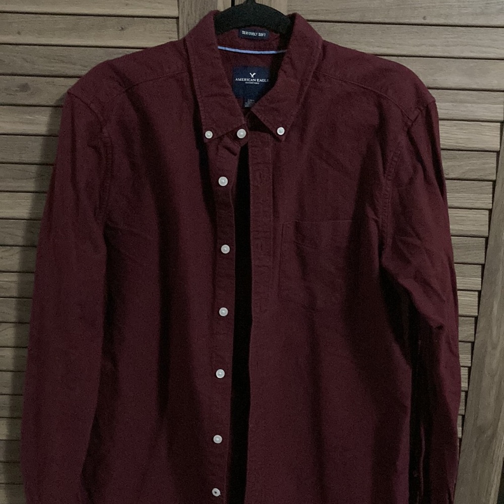 Men’s American Eagle Outfitters ‘Seriously Soft’ Button Up Shirt (L) Maroon - Picture 3 of 7